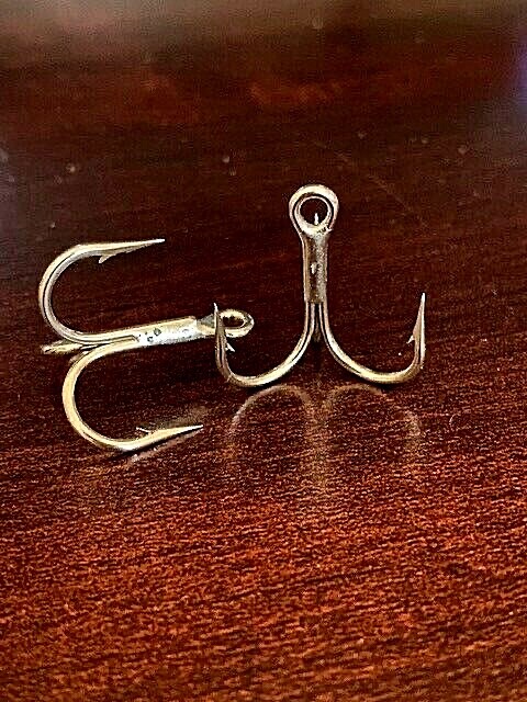50 LAZER SHARP 3X-STRONG #1TREBLE HOOKS NICKLE (Check for more hooks in store)