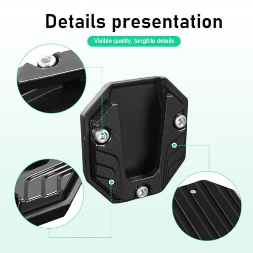 1PC Motorcycle Kickstand Pad, Alloy Anti-Slip Side Stand Extension Plate,