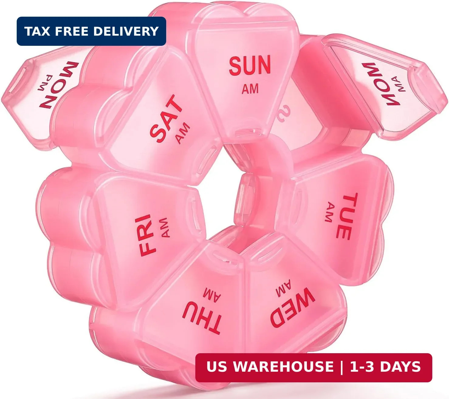 Weekly Pill Organizer, 7 Day AM/PM Pill Box with 14 Compartments, 2 Times a Day