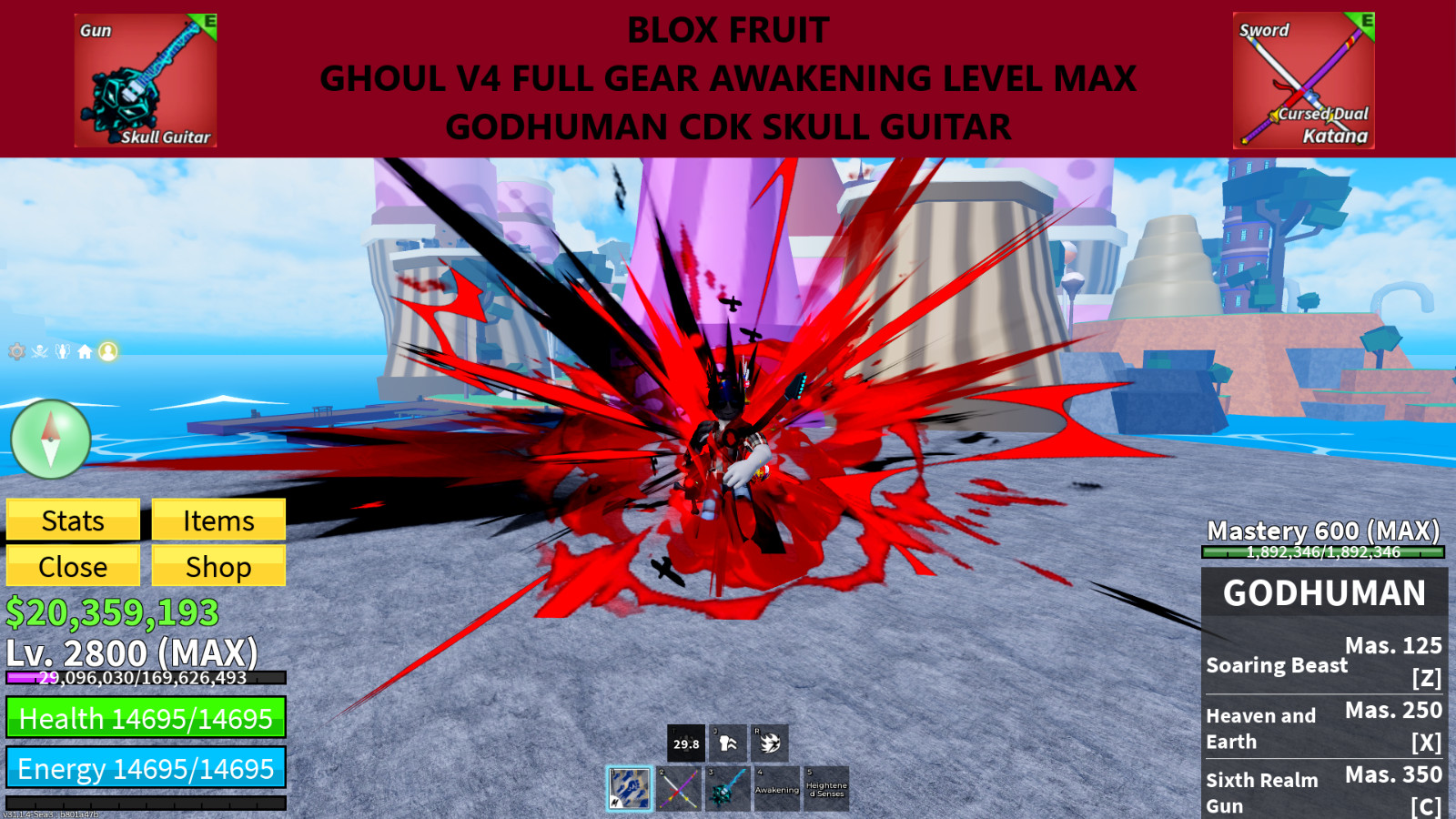 [Blox Fruits] | LV2800 Ghoul V4 Full Gear (Awakening) Godhuman CDK SG | Fast
