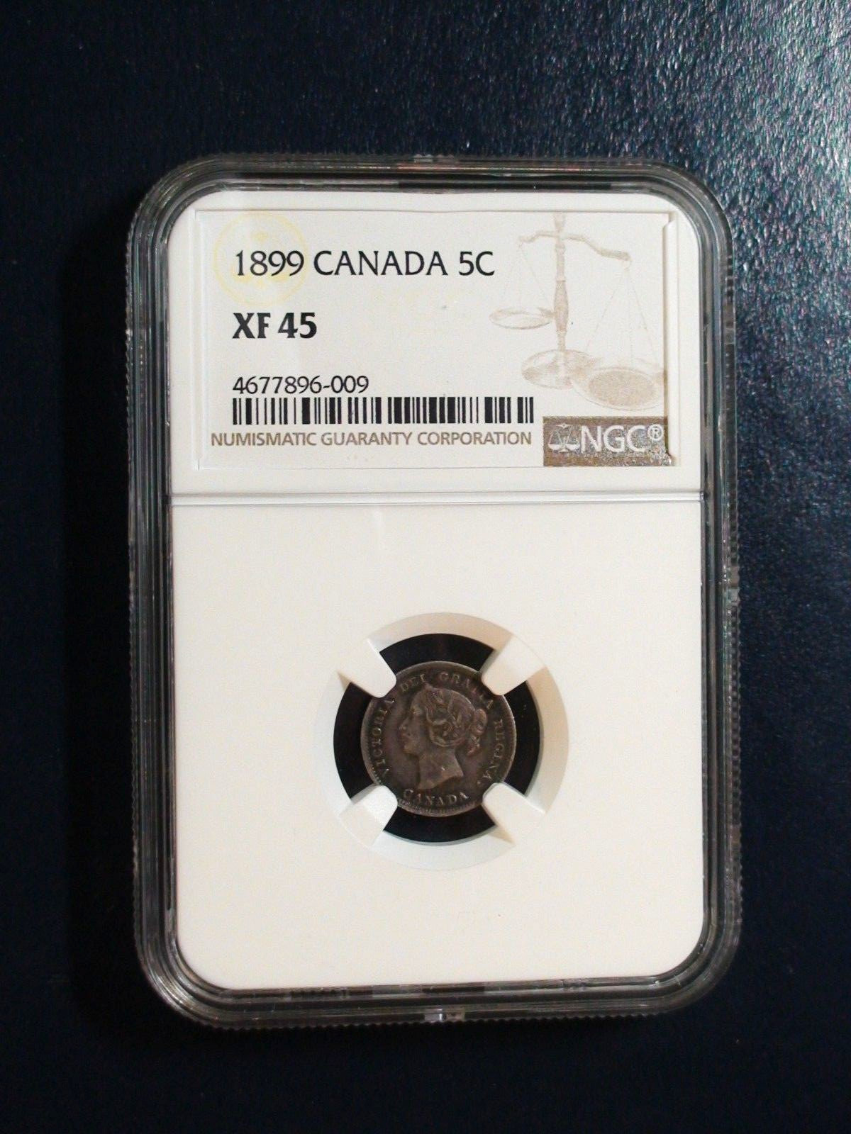 1899 Canada Five Cents NGC XF45 BETTER DATE SILVER 5C Coin BUY IT NOW!