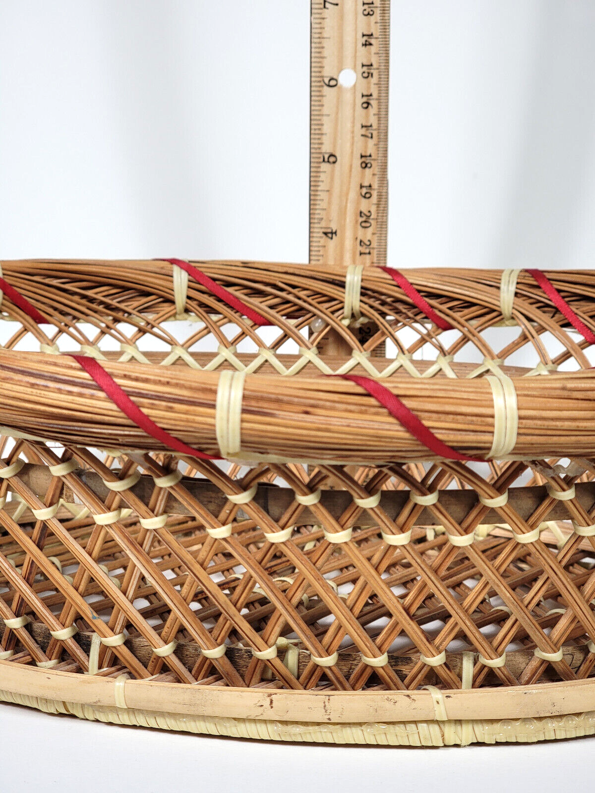 Decorative Wicker & Bamboo Open-Weave Bread Basket 12"x8"