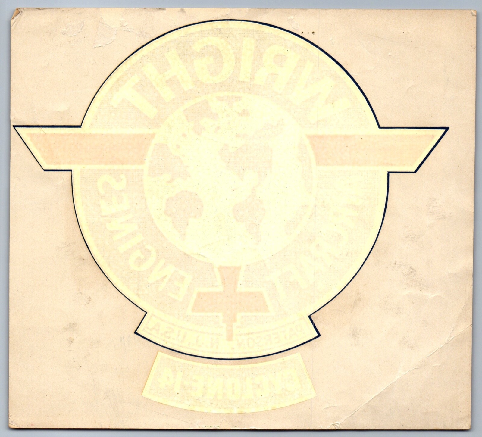 C.1940 WW2 ORIGINAL UNUSED WRIGHT CYCLONE-14 ENGINE DECAL, TRANSFER STICKER