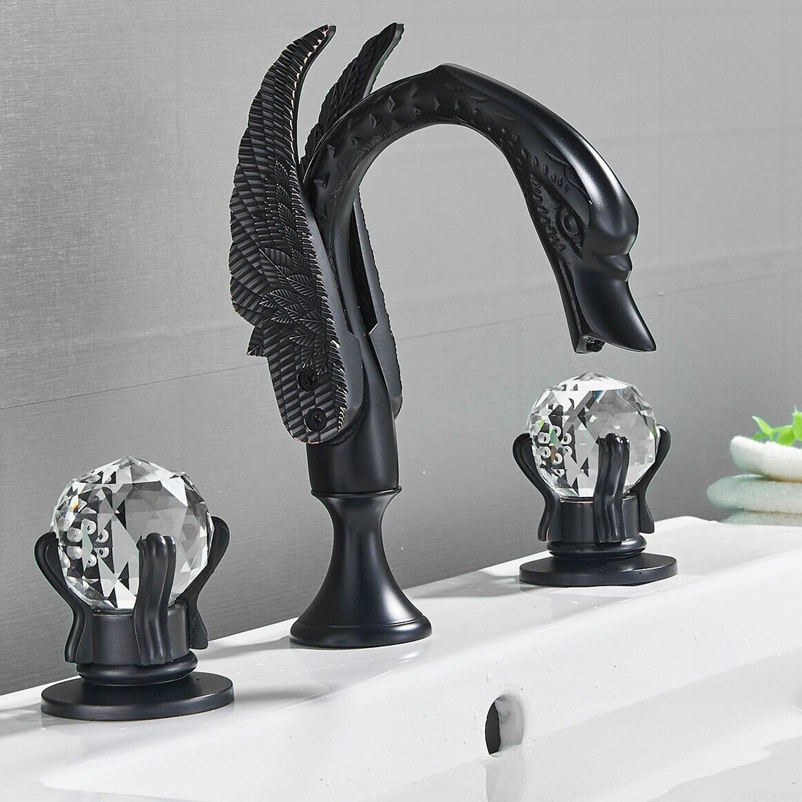 Black Swan Bathroom Sink Faucet 3 Hole Widespread Vanity Basin Mixer Faucet Taps