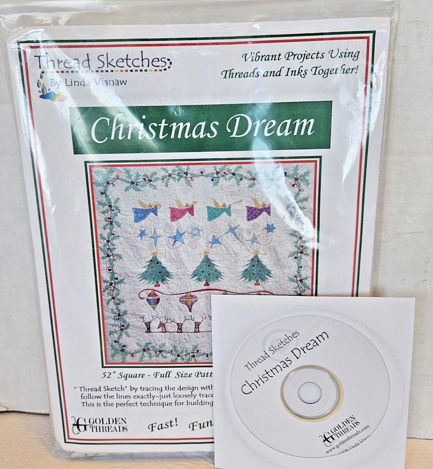 Christmas Dream Reindeer Angels Thread Sketches Needlepoint Pattern Linda Visnaw
