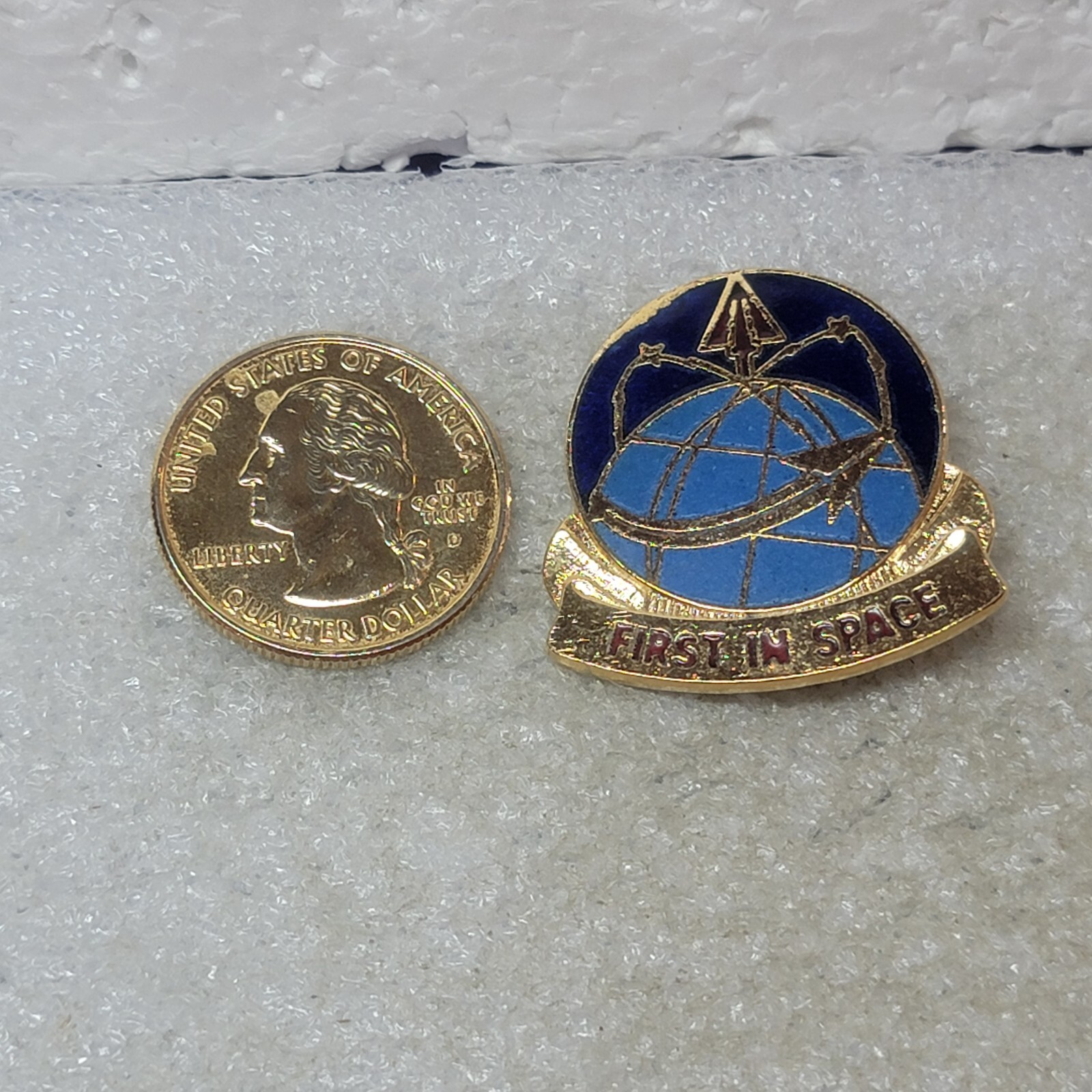 Authentic U.S. ARMY Space Command Pin DI DUI Crest First In Space M21 Made USA