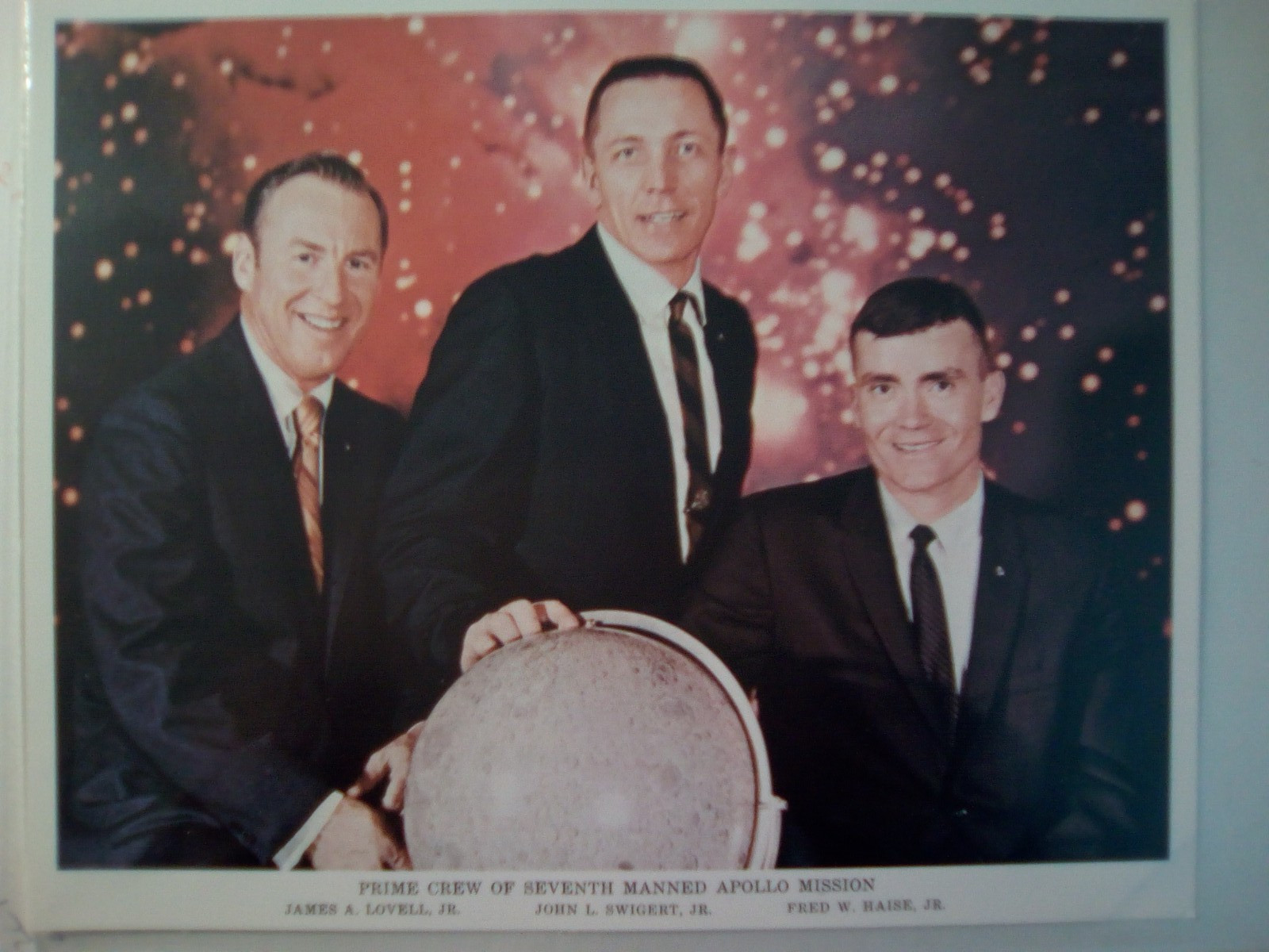 vintage nasa lithograph prime crew of seventh manned apollo mission print np