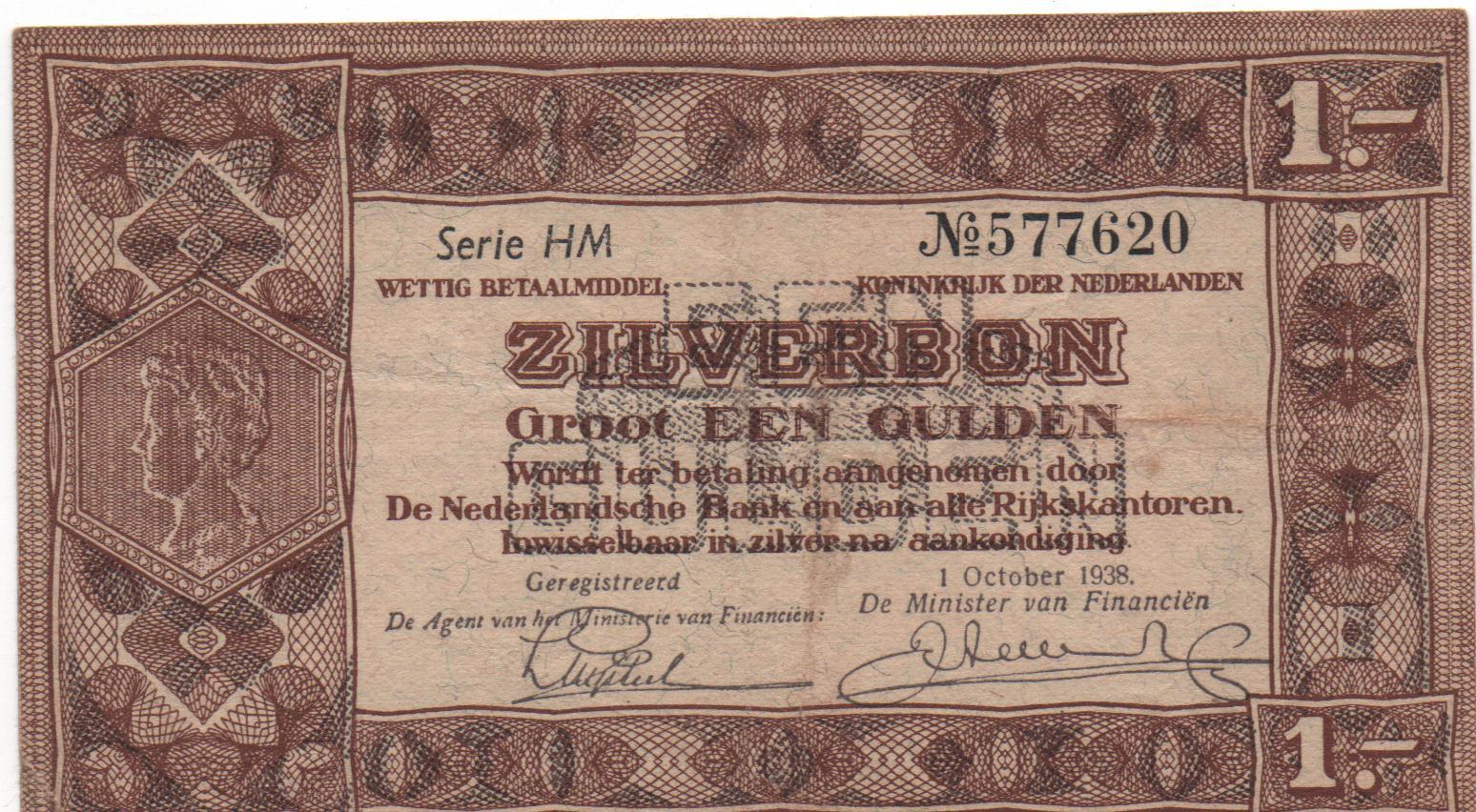 NETHERLANDS 1 GULDEN 1938 PICK 61 LOOK SCANS