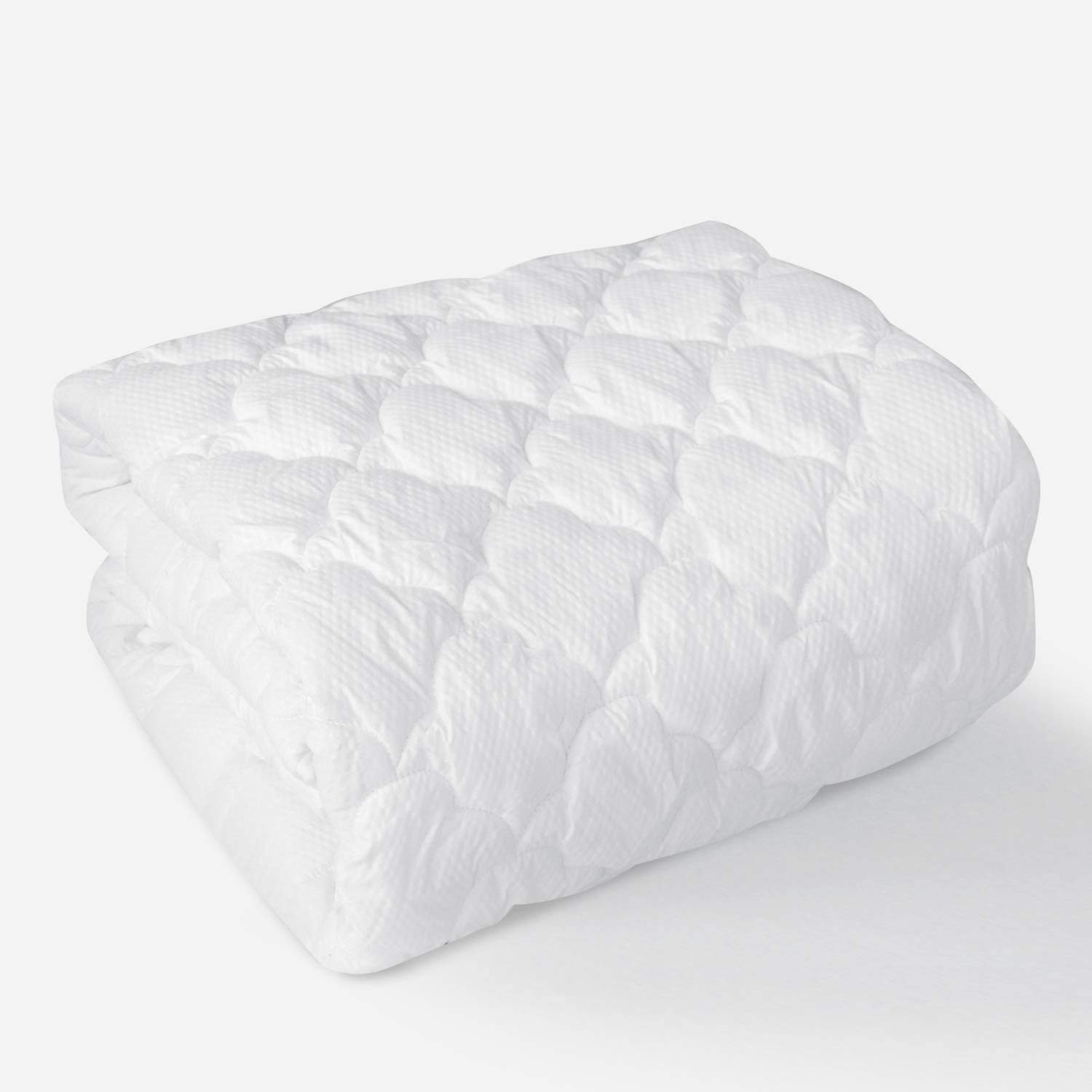 Short Queen Mattress Topper Thick Quilted 15"-23" Deep, White