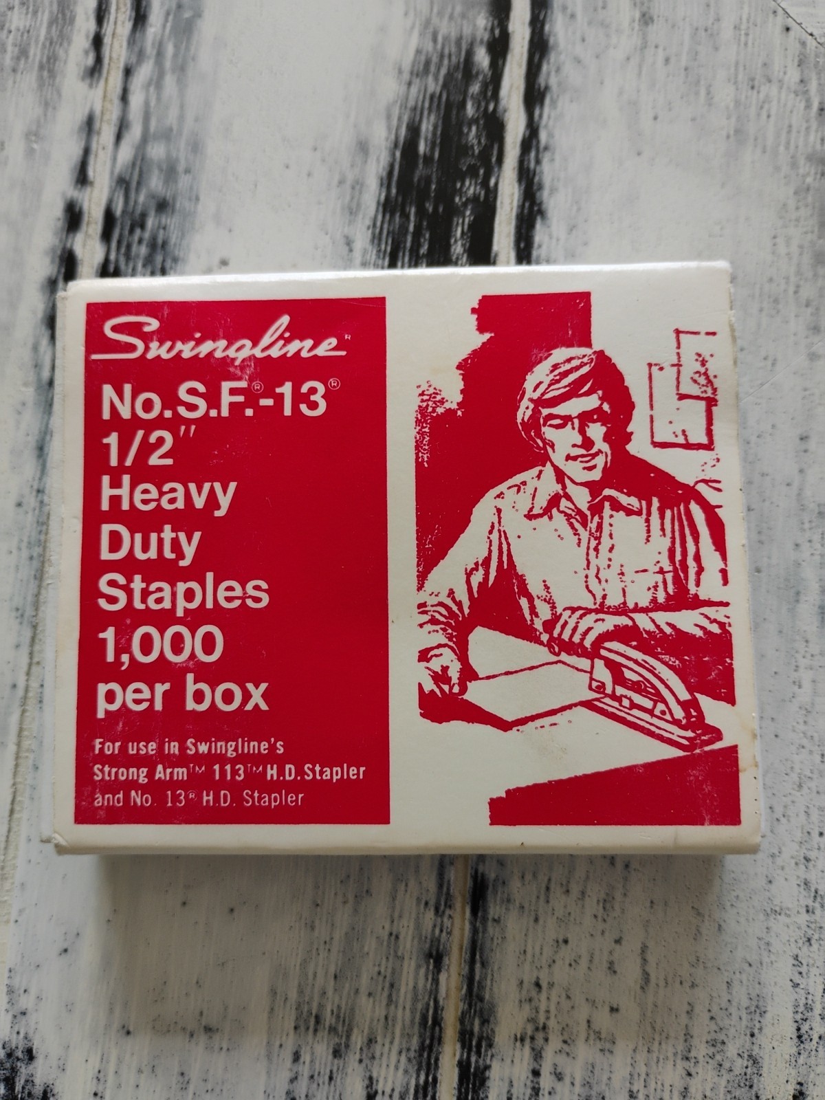 Vintage Swingline No. S.F. 13- 1/2” Heavy Duty Staples Box 1000 USA Made