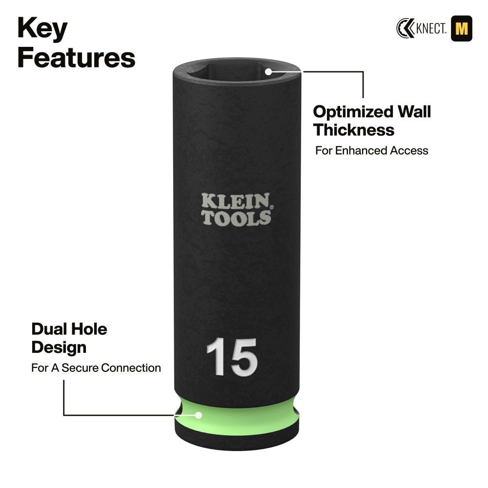 Klein Tools Knect 3/8 Inch Deep And Shallow Impact Socket Set Sae And Metric 44