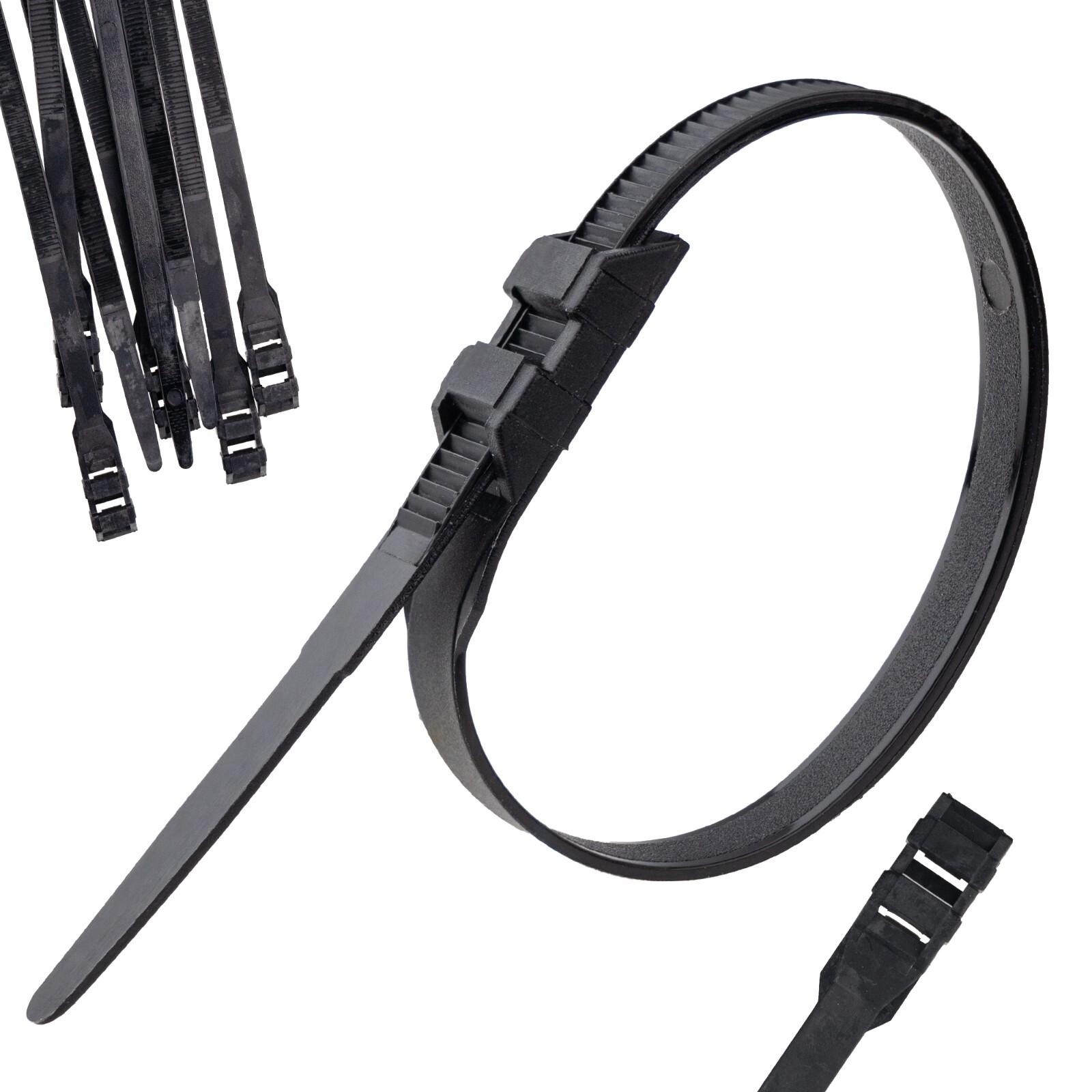 Double Locking Cable Ties (Zip Ties) Black 9.0mm x 260mm - Heavy-Duty Nylon