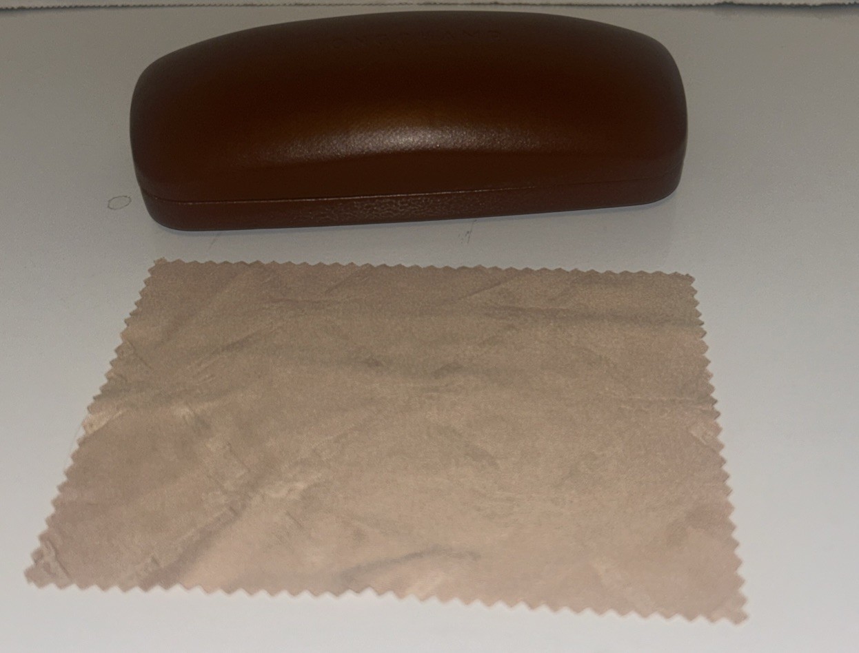 Longchamp Paris Sunglass/ EyeGlass Case W/Cleaning Cloth ClamShell Faux Leather