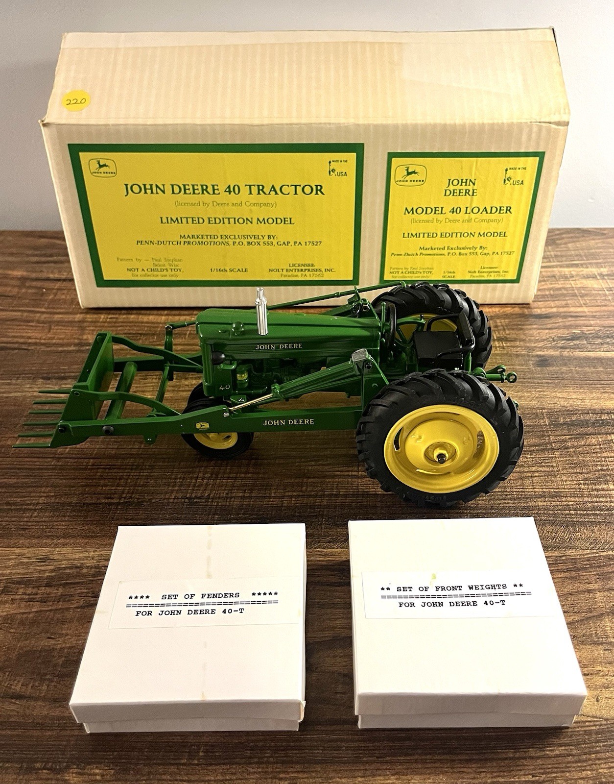 Stephan John Deere Model 40 Tractor & Loader 1/16 Diecast Limited w/ Accessories