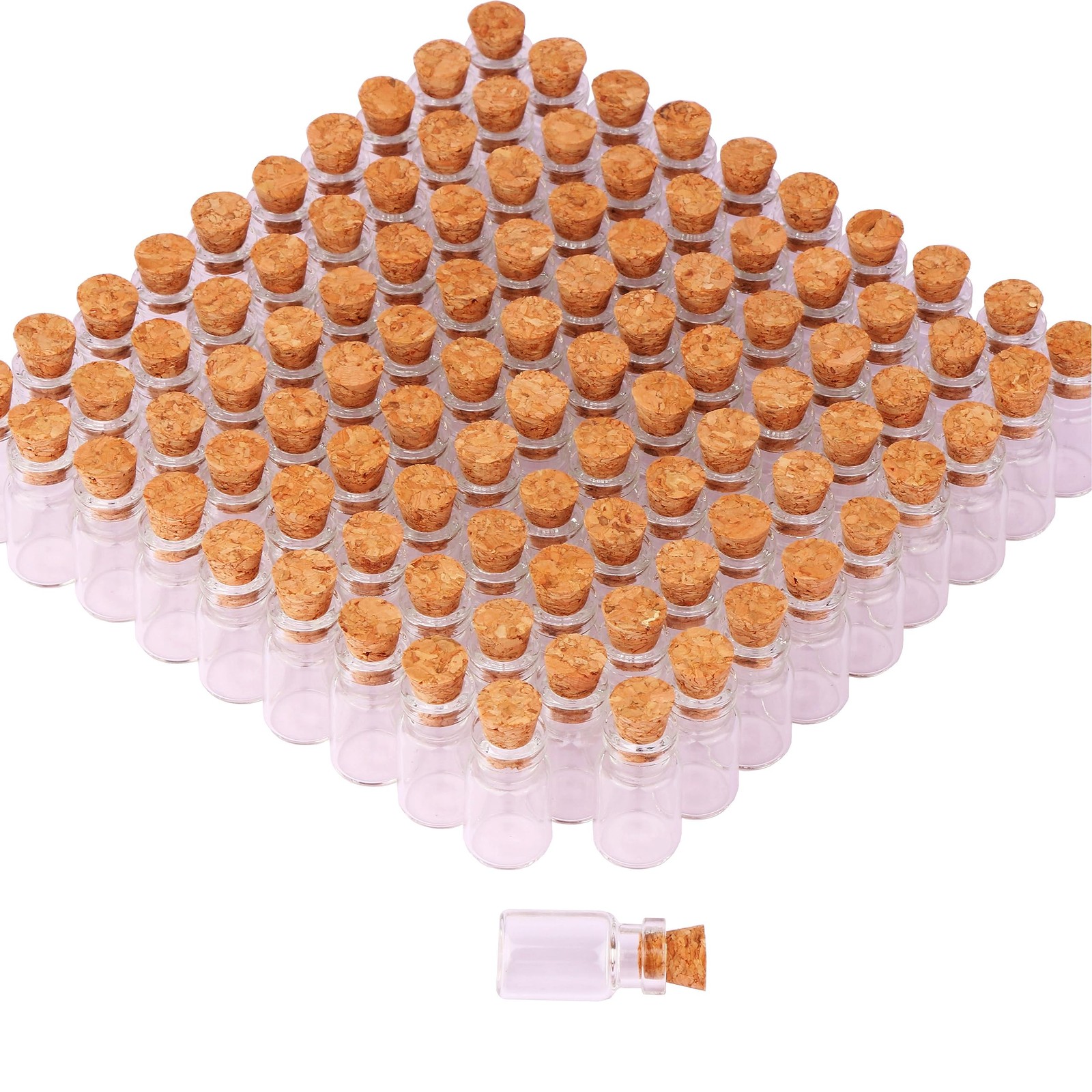MaxMau 100pcs 1ml Small Mini Glass Bottles Jars with