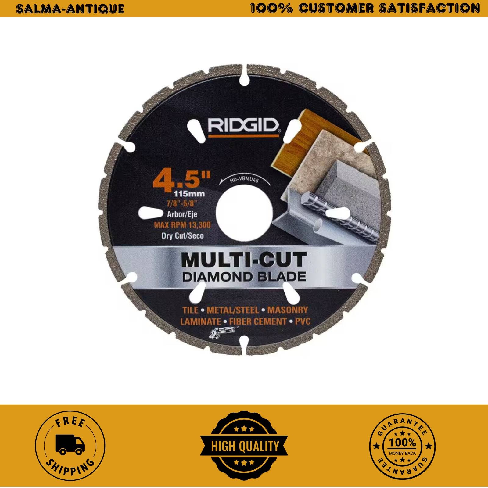 RIDGID 4.5 in Diamond Multi-Cutting Blade Metal Tile PVC Wood HD-VBMU45