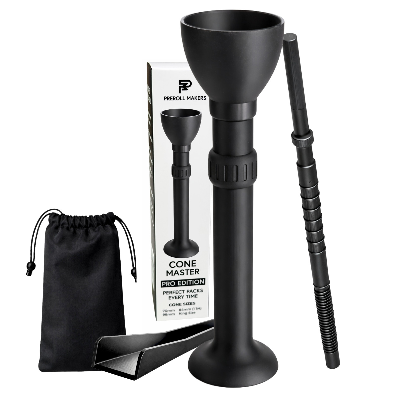 Cone Master Pro Pre-Roll Filler & Packer Kit – Fits 70mm 1¼ 98mm King Size