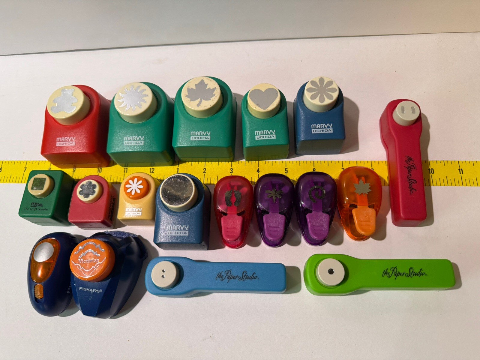 Paper Punches Lot Brands McGill Marvy Uchida Fiskars Long Reach Shapes Set 18pcs
