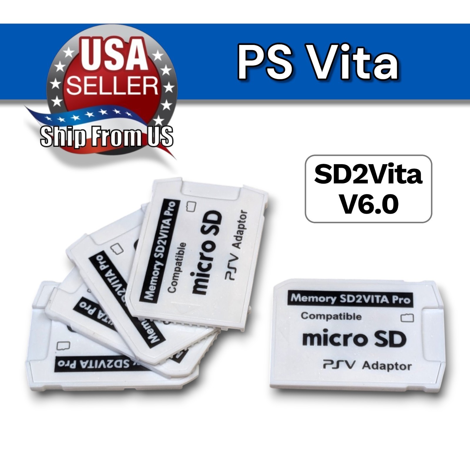2 Pcs | V6.0 SD2VITA Pro PSVSD Micro SD Memory Card Adapter PS Vita PSV1000/2000