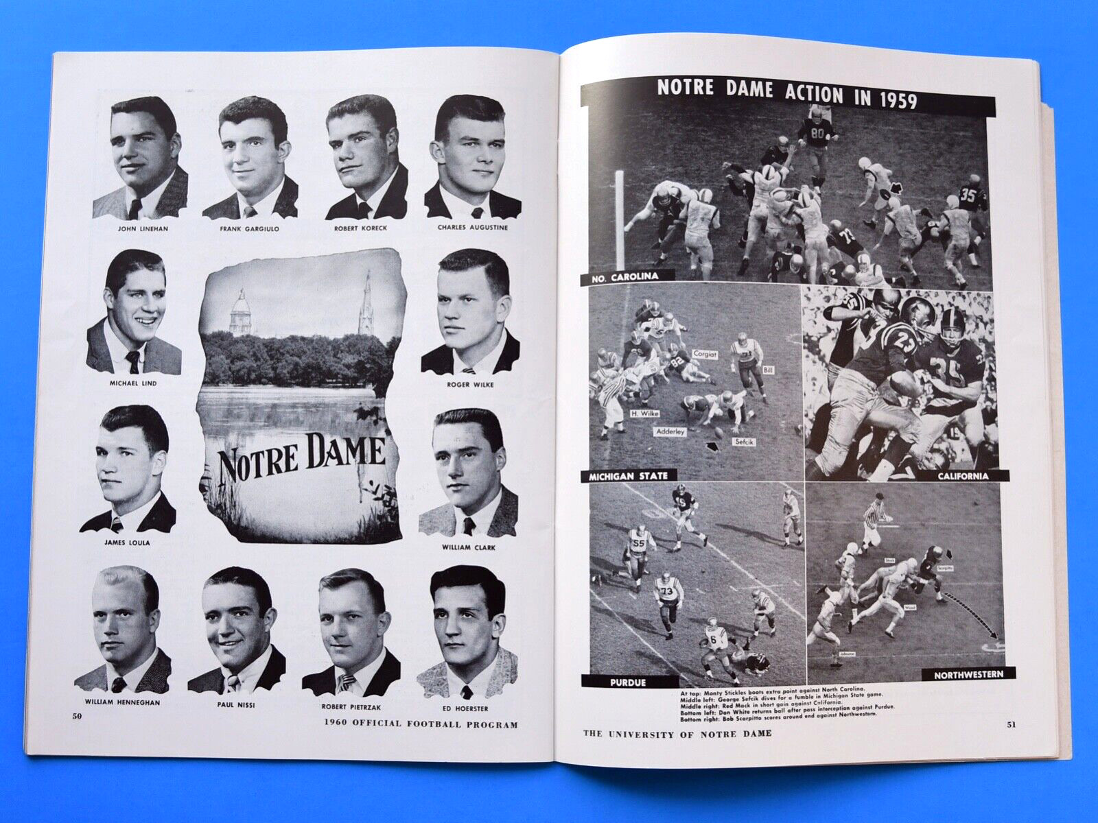 1960 Notre Dame Fighting Irish vs Purdue Football Program. Studebaker
