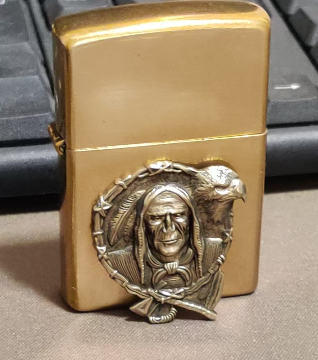 1 piece Lighter accessories Brass Native Americans and Eagles DIY sticker