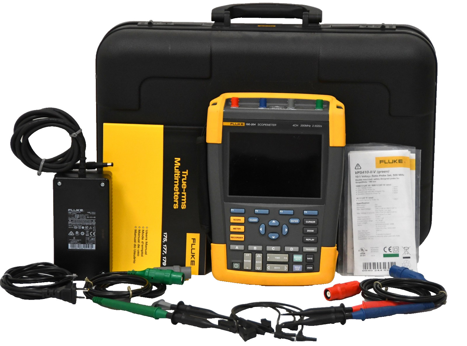 Fluke 190-204 Portable Digital Oscilloscope 200 Mhz 4 Channels