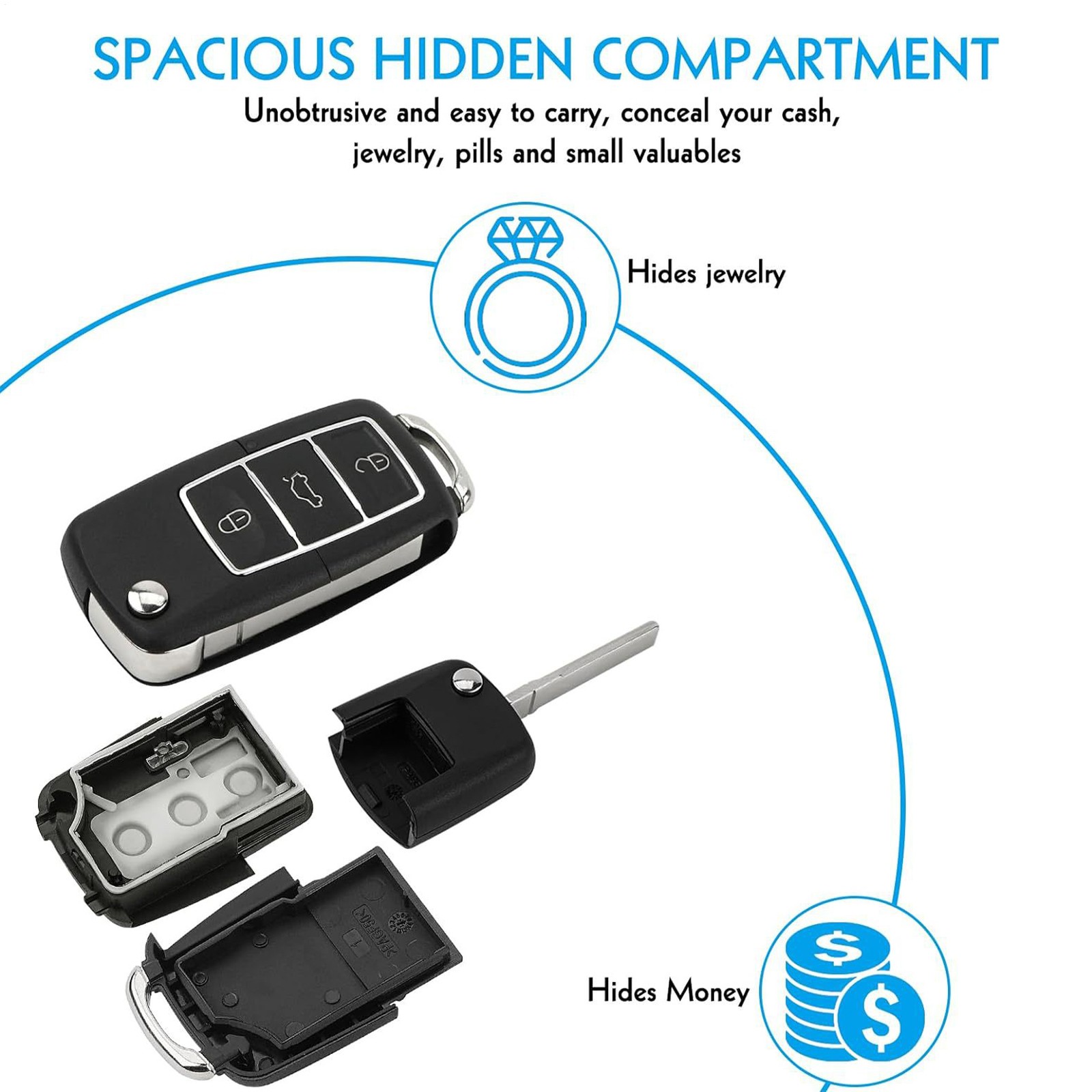 Fake Car Key Diversion Safe - Hidden Secret Compartment Stash it Box