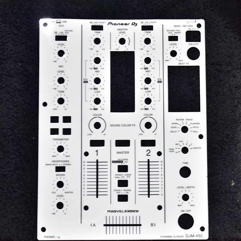 Protective Faceplate Skin Sticker for Pioneer DJM-450 DJ Mixer Black / White