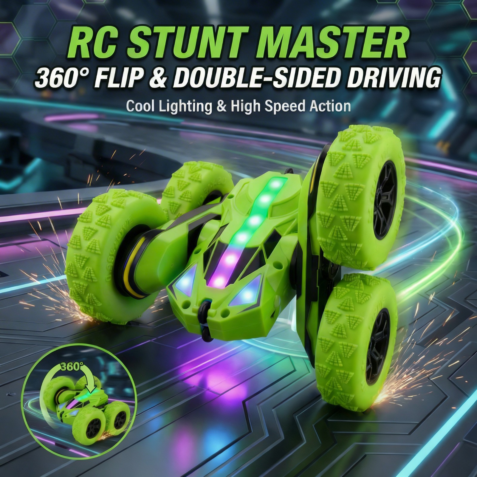 Remote control car for kids RC Flip Stunt Cars Toys for Boys Ages 6+ w/Lights
