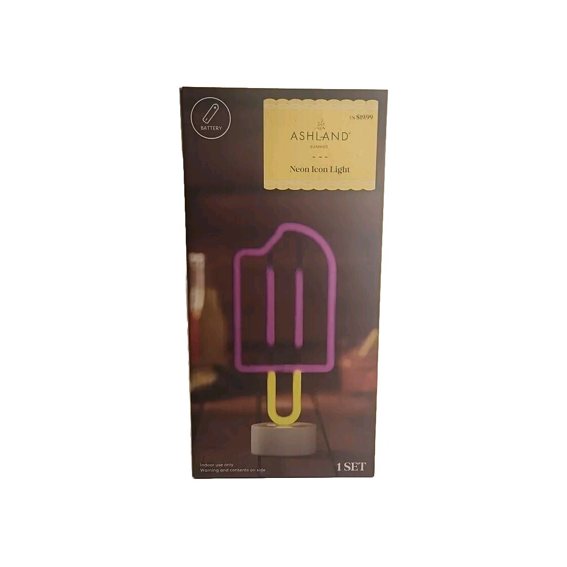 Neon Icon Light- Popsicle- By Ashland- Battery Operated 12"x 6"