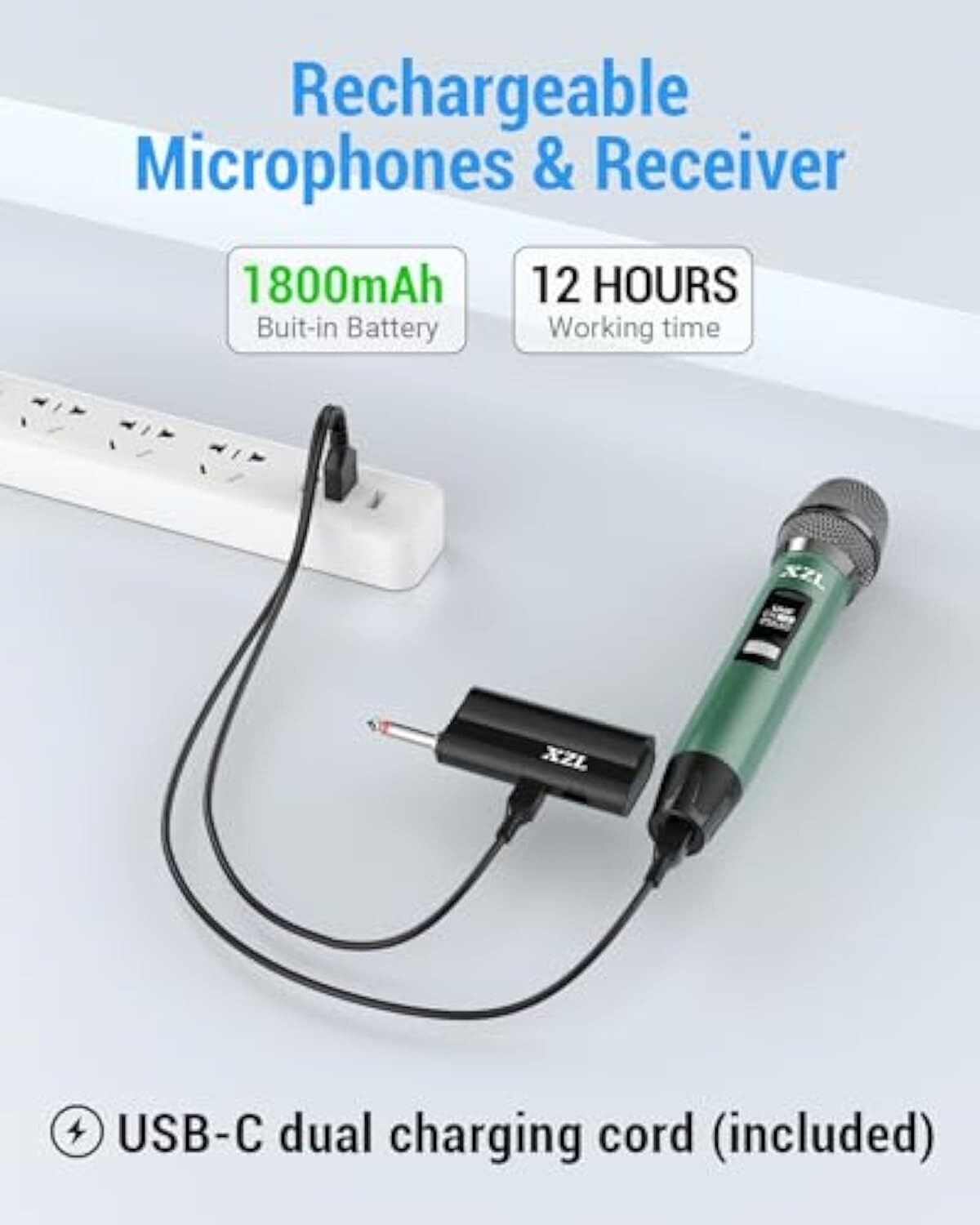 Green Professional Wireless Microphone for Karaoke and Singing