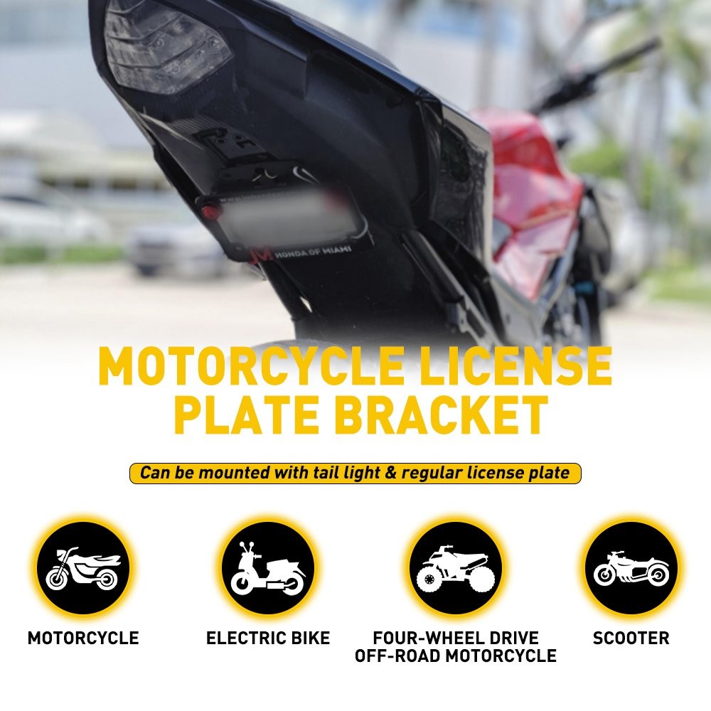 For Motorcycle Bike Plate License Holder Mount WITH Bracket LED Brake Tail Light