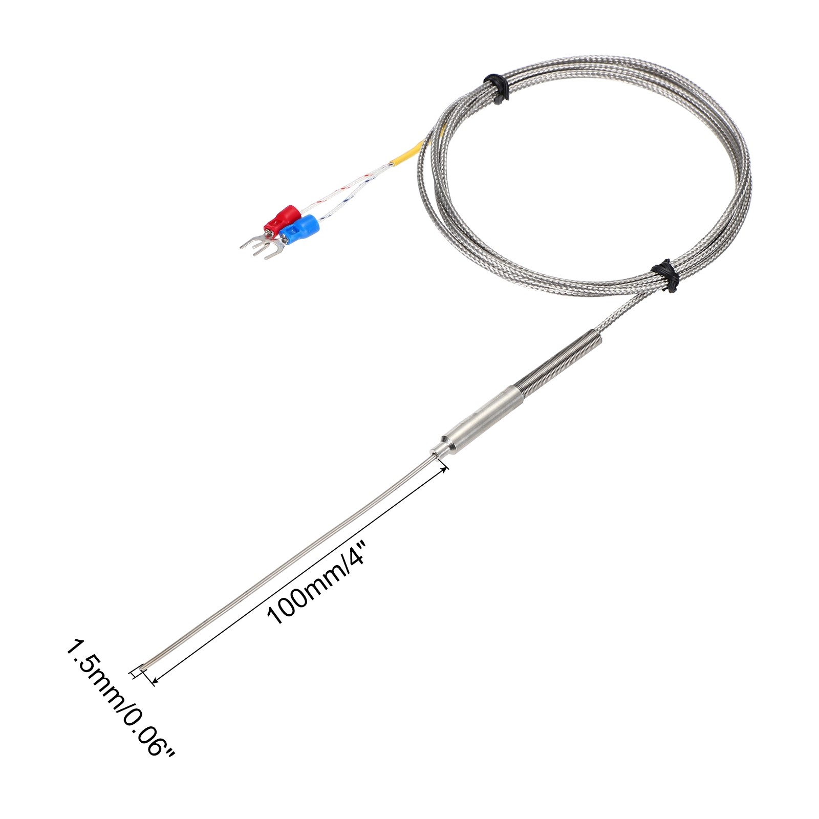 K Type Thermocouple Temperature Sensor Probe 1.5x100mm 4.9ft Wire 0-1100°C