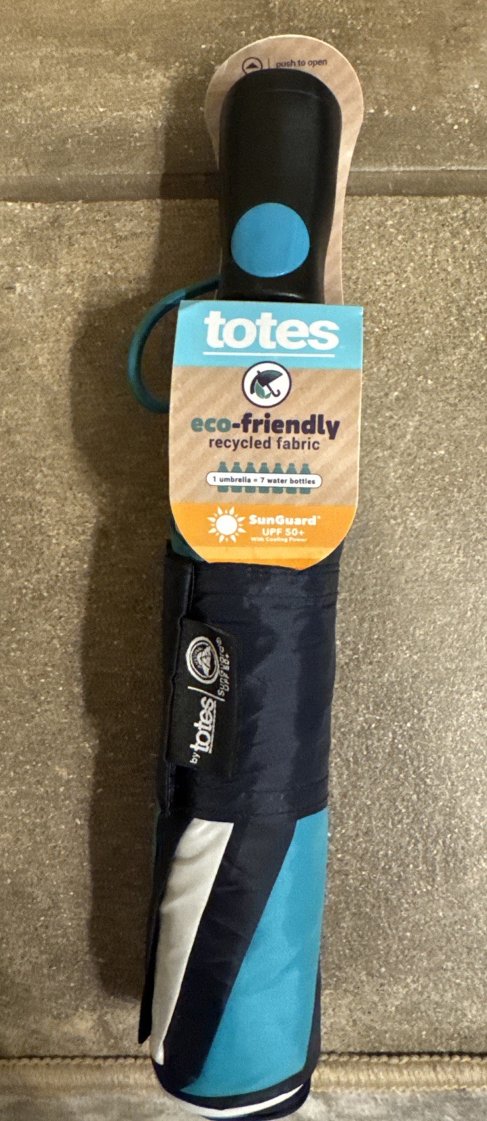 totes Auto Open Auto Close Umbrella with SunGuard UPF 50+, eco-friendly New