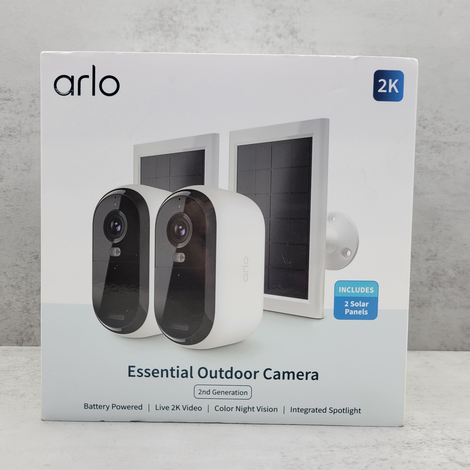 Arlo Essential 2K Outdoor Wireless Security 2 Cameras & 2 Solar (VMC3250-1SCNAS)