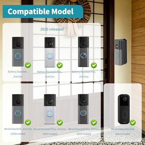30-55 Degree Adjustable Doorbell Mount for Ring Battery & Wired