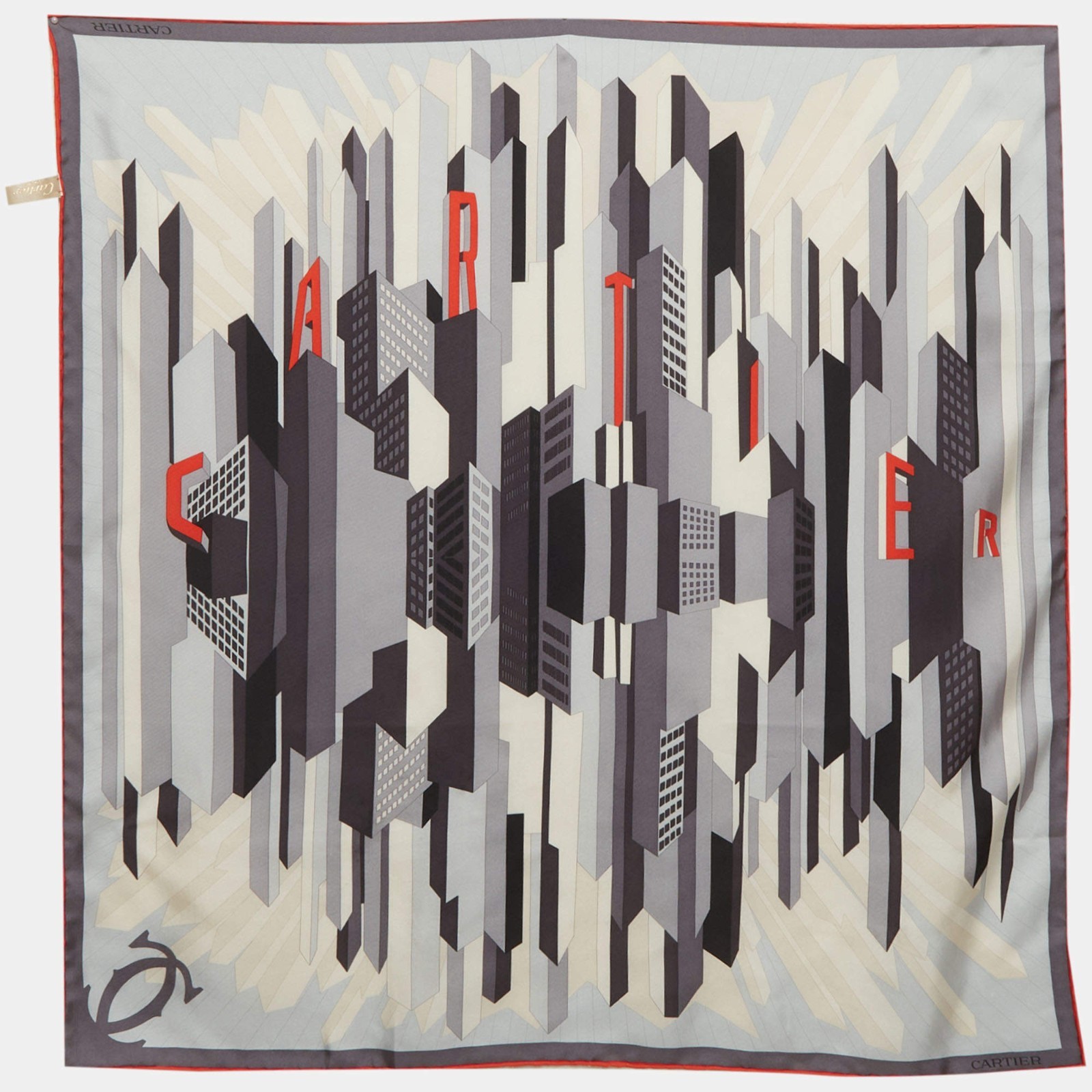 Cartier Grey Print Silk Square Scarf