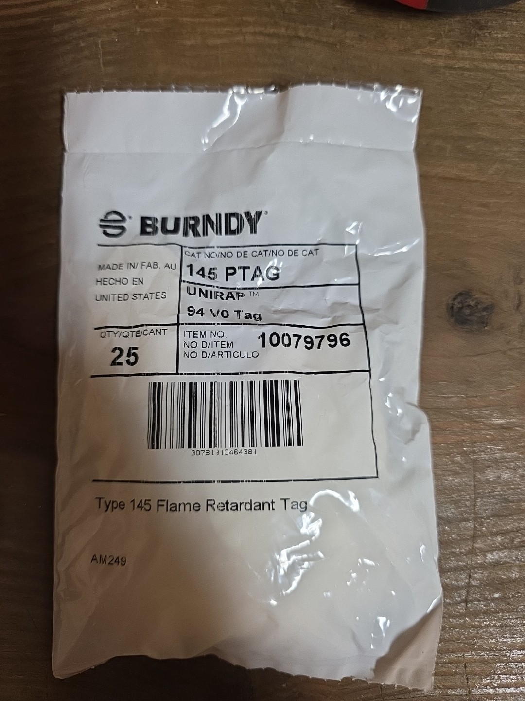 Burndy 145 Ptag 10079796 Bag Of 25, White