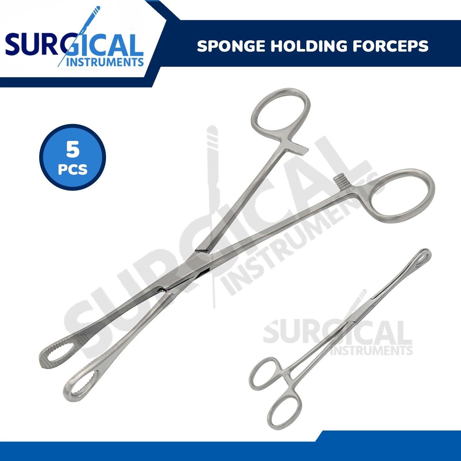 5 Pcs Body Piercing Forceps Kit Hemostat Sponge Clamp 7" Straight German Grade