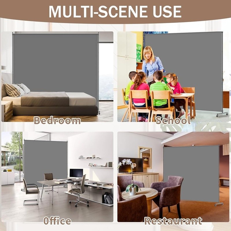 Mobile Room Divider W/ Caster Wheels Locking Brake Privacy Panel Durable Design