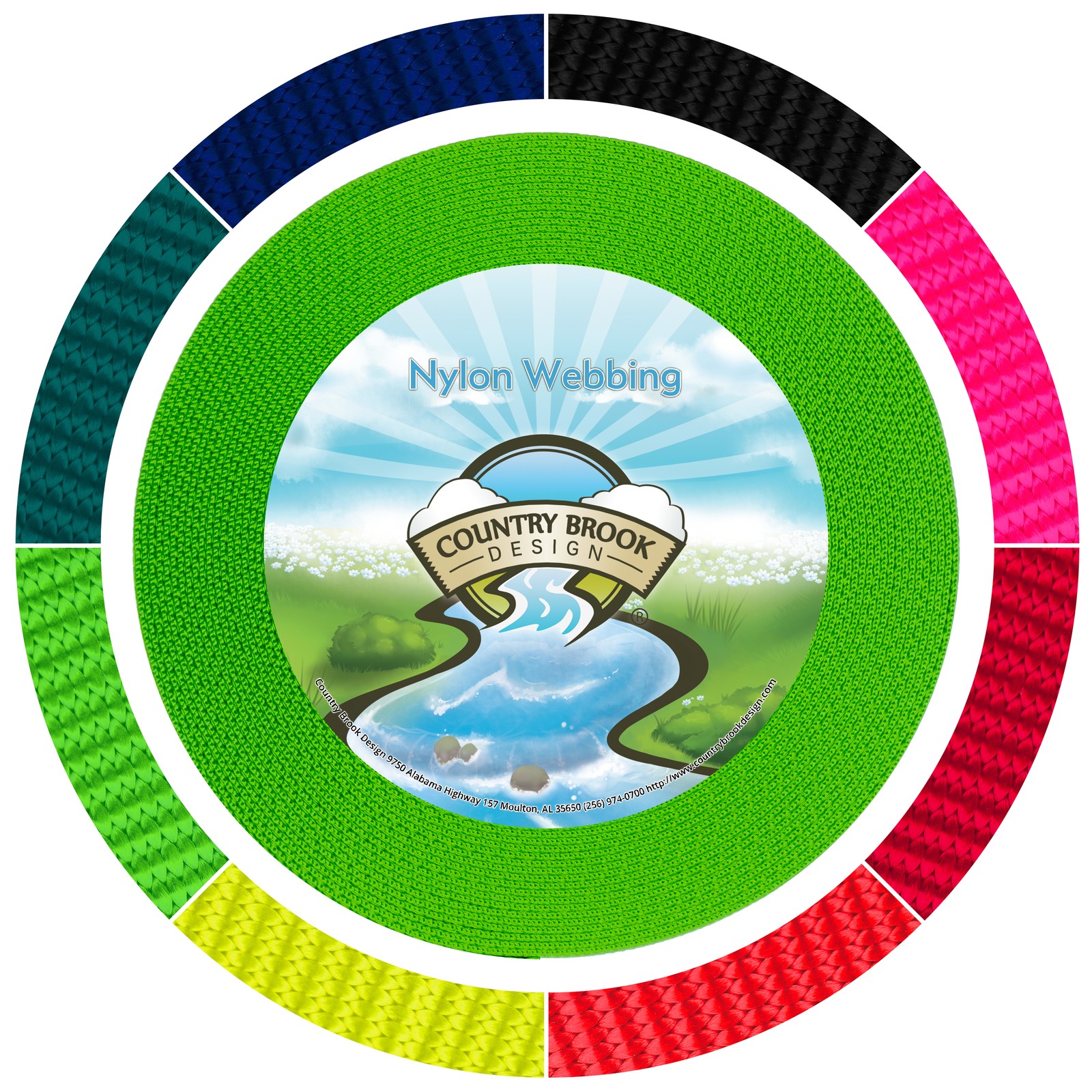 Country Brook Design® 1 Inch Hot Lime Green Reflective Nylon Webbing, 5 Yards