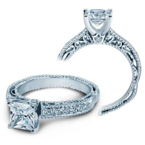 White Diamond 2.10 Ct Lab-Created Princess Cut Wedding Ring 925 Sterling Silver