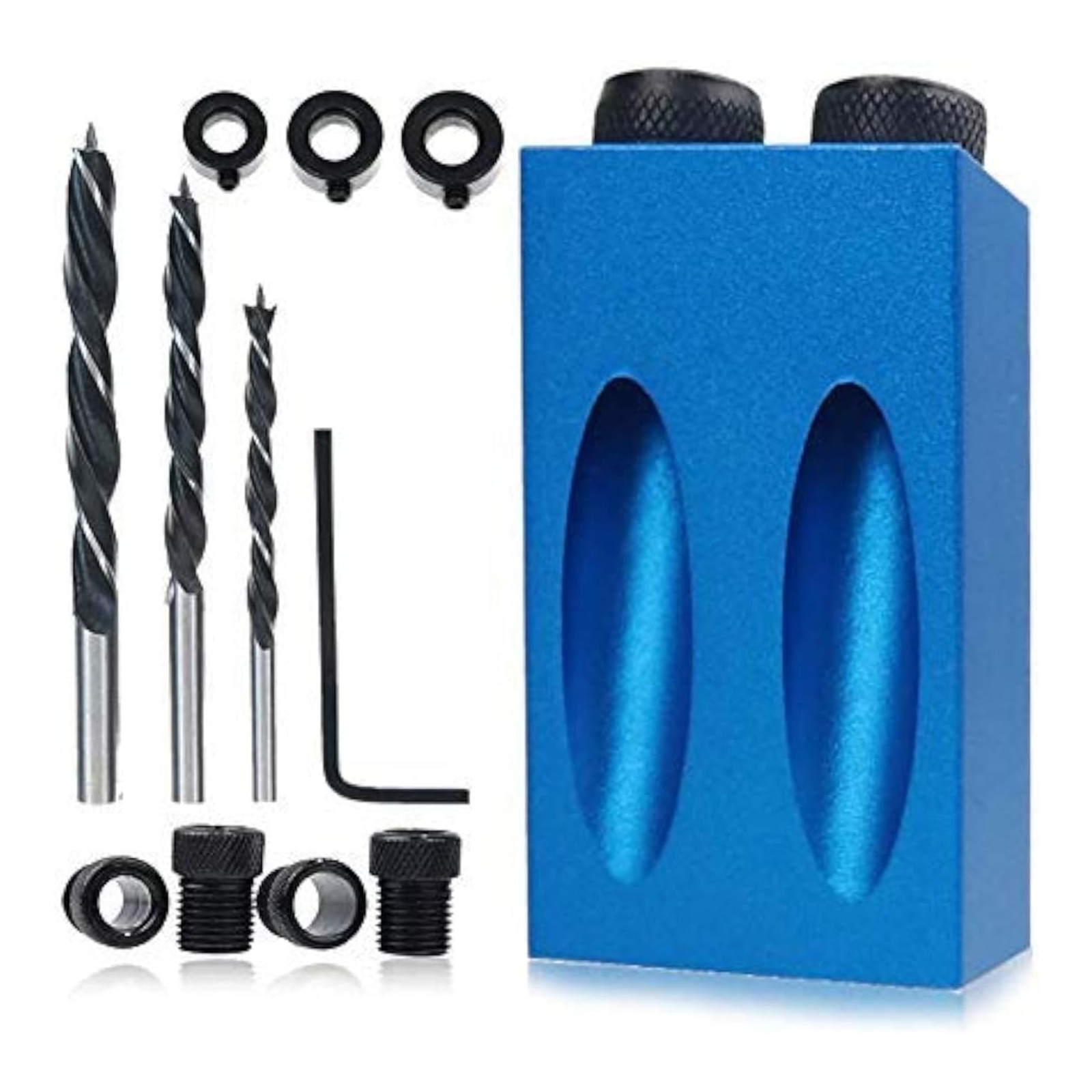14Pcs Pocket Hole Jig Kit, 15 Degree Woodworking Inclined Hole Jig with 6/8/10Mm