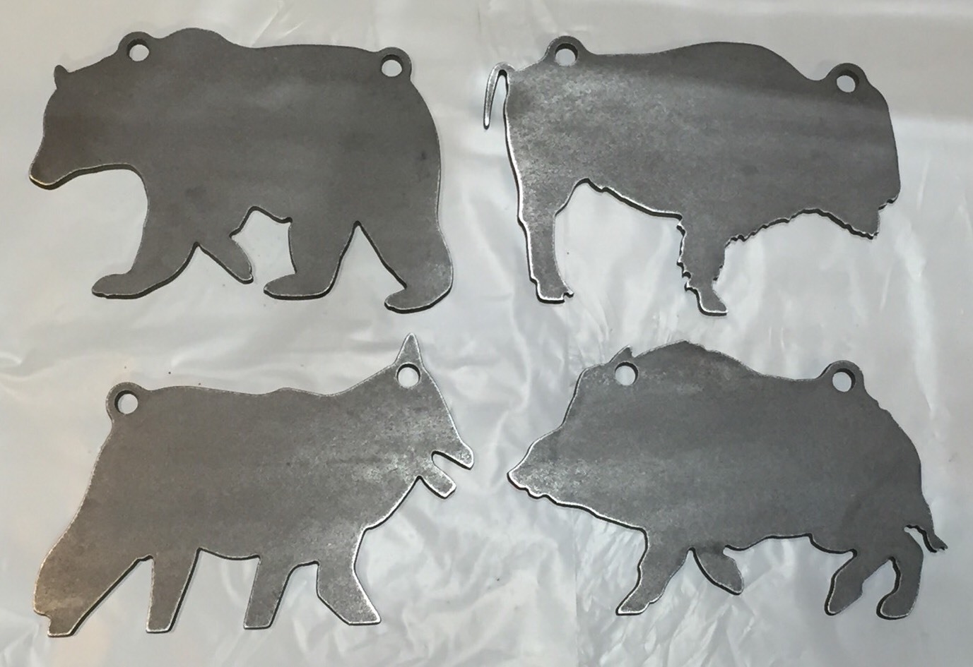 AR500 Animal Silhouette 4pc Set Bear Bison Coyote Hog Steel Target Gong 12" X 8"