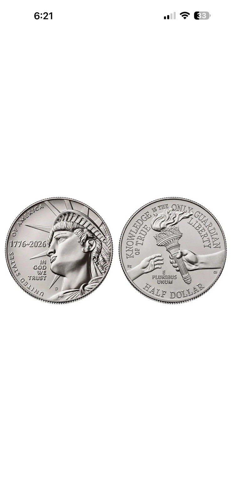 2026 P&D 2 Coin Set Enduring Liberty Half Dollar Uncirculated From Mint Bag