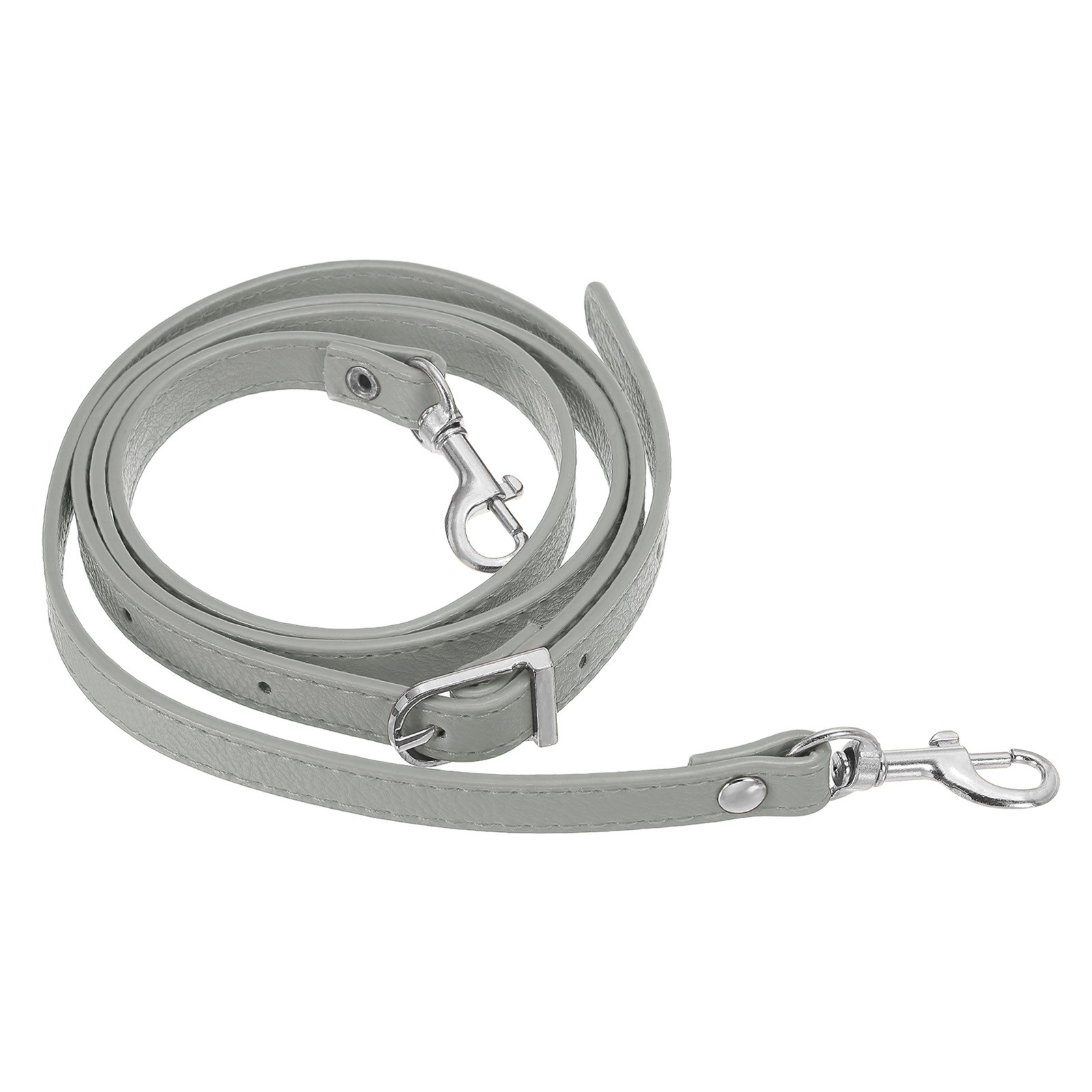 47 Inch Adjustable PU Leather Purse Strap with Silver Hardware, Grey
