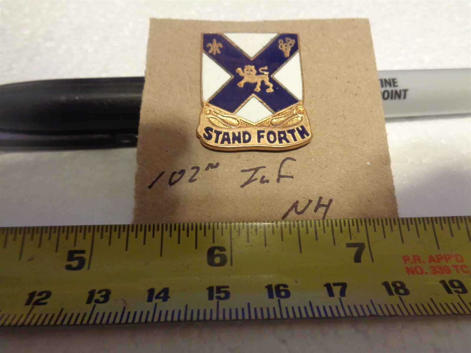 102nd Infantry NH Unit Crest, DI, DUI (DRAW#3)