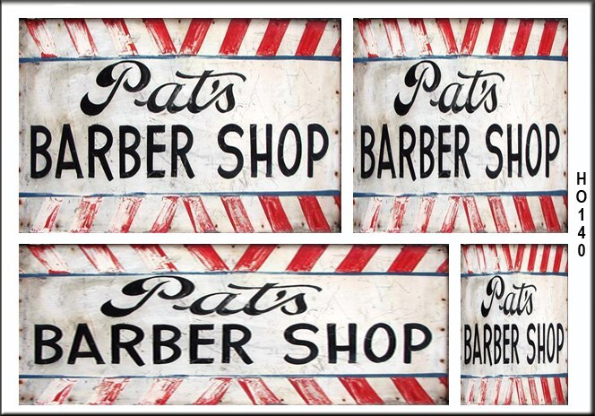 WEATHERED HO SCALE BARBER SHOP BUILDING DIORAMA WATERSLIDE SIGNS HO141