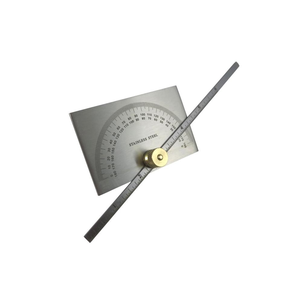 Taytools 6" Rectangular Head Depth Gauge Protractor Stainless Steel Brass Knob