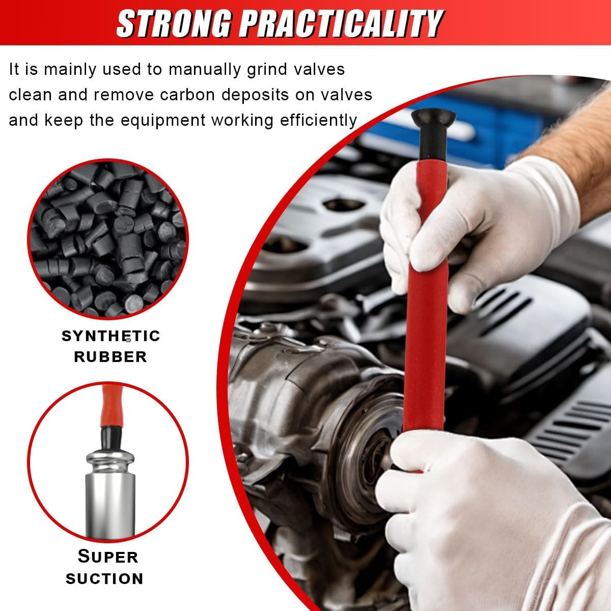 2PCS Valve Lapping Kit, Double Ended Valve Grinding Stick Tool with 8 Suction